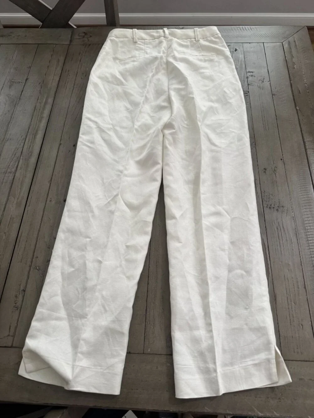 NWT H&M Wanita Linen Blend Tailored Trousers White Size 4